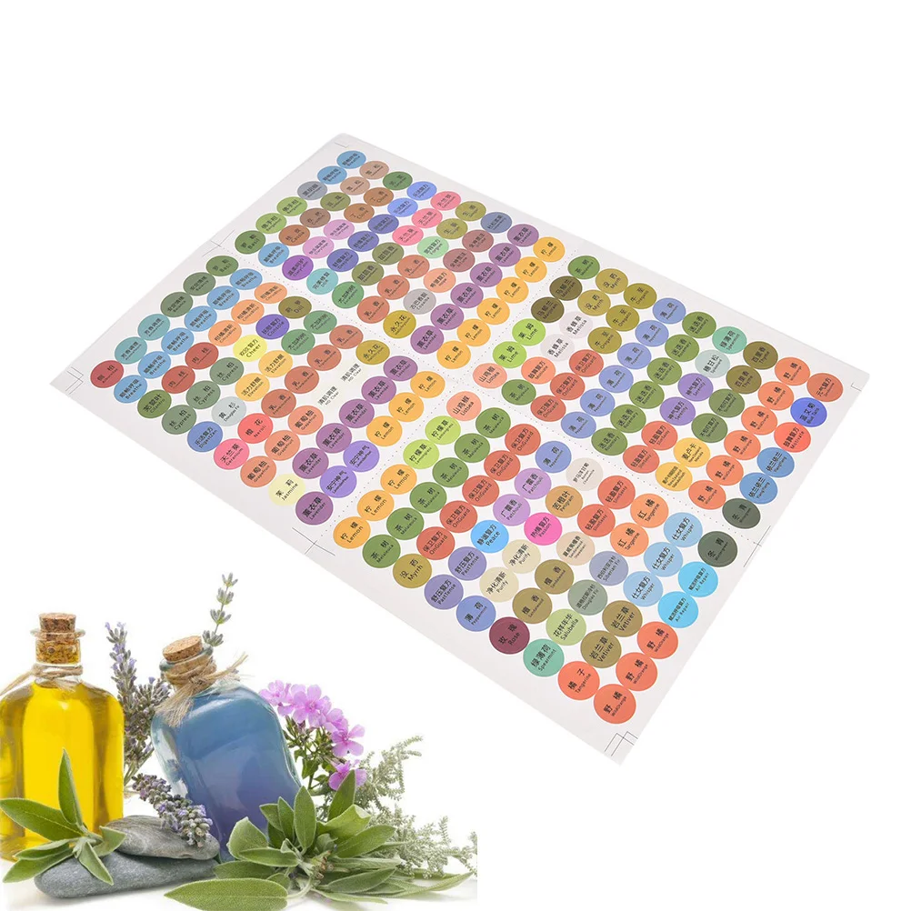 

1 Sheet Colorful Adhesive Round Paper Sticker Labels Printed Essential Oil Bottles Cap Lid Labels Round Circle Stickers