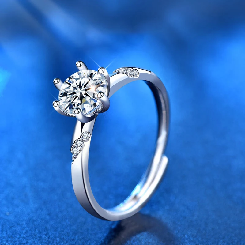 

Moissanite Ring 925 Silver 2.5g 3g 1ct 2ct White Diamond Ring For Women Adjustable Opening Party Wedding Personality Ins Jewelry