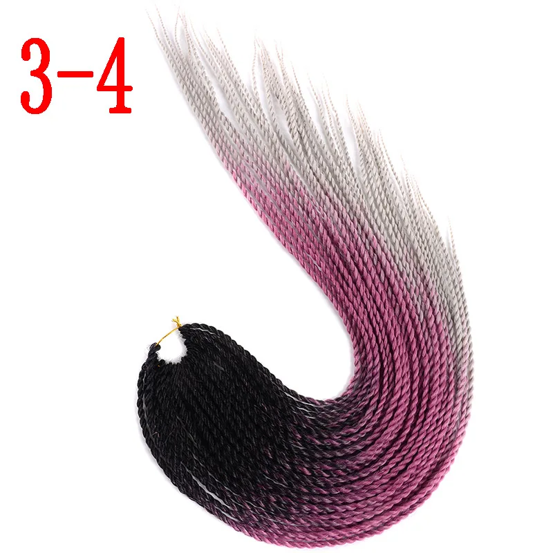 3-4 MERISIHAIR Ombre Сенегальские крученые волосы на крючках косички 24 дюйма 30 корней/упаковка синтетические косички волосы для женщин серый, синий, розовый, бро - Цвет: 3-4