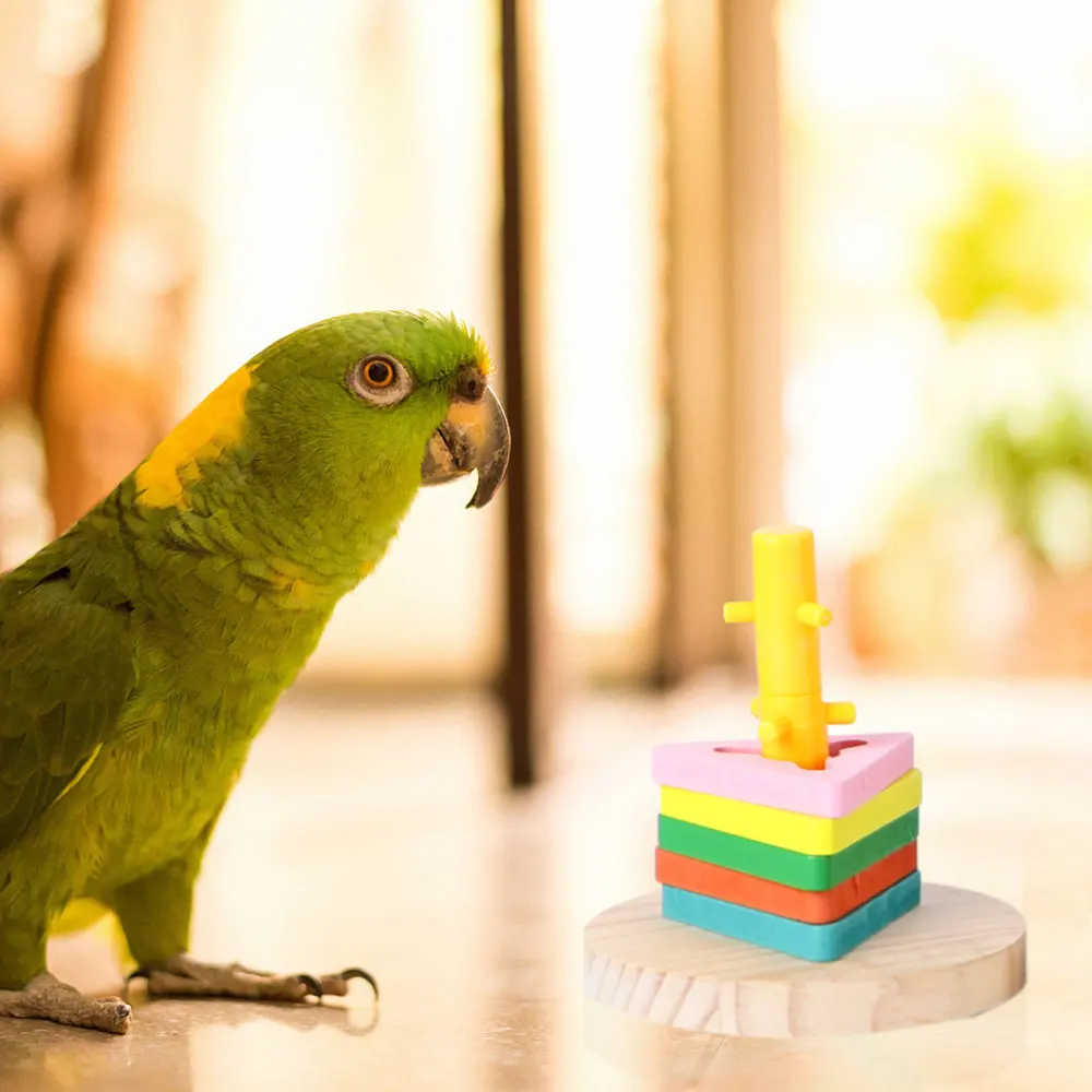 

4Pcs Colorful Funny Parrot Plaything Wooden Parrot Training Ring Puzzle