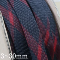 black red tight high density pet braided wire sleeve 2 30mm insulated cable protection expandable line sheath