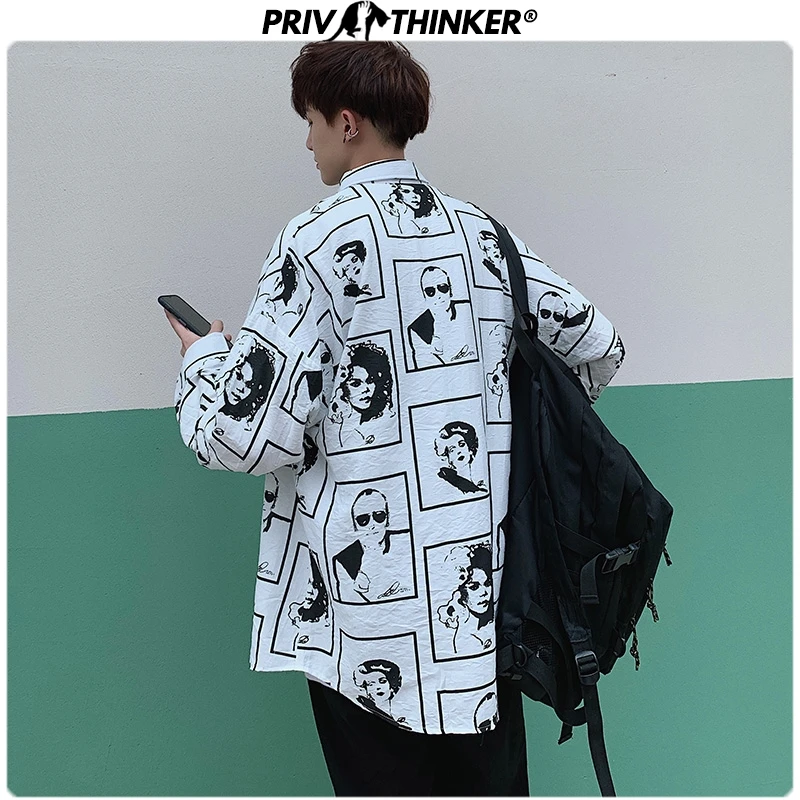 Мужская рубашка Privathinker с принтом в стиле хип хоп длинным рукавом|Повседневные