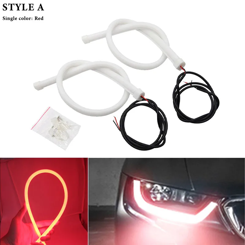 StyleA Red Автомобильный 30/45/60 см Гибкие течет дневные ходовые огни бег указатель поворота Ангел глаз белый янтарь Светодиодный дневной светильник головной светильник полосы светодиодный - Color: StyleA Red