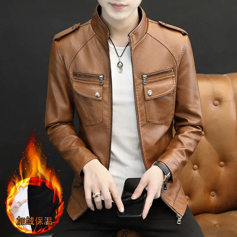 

Осень-зима 2021, однотонный кардиган с воротником-стойкой и длинными рукавами в Корейском стиле для молодых и средних лет, облегающая куртка