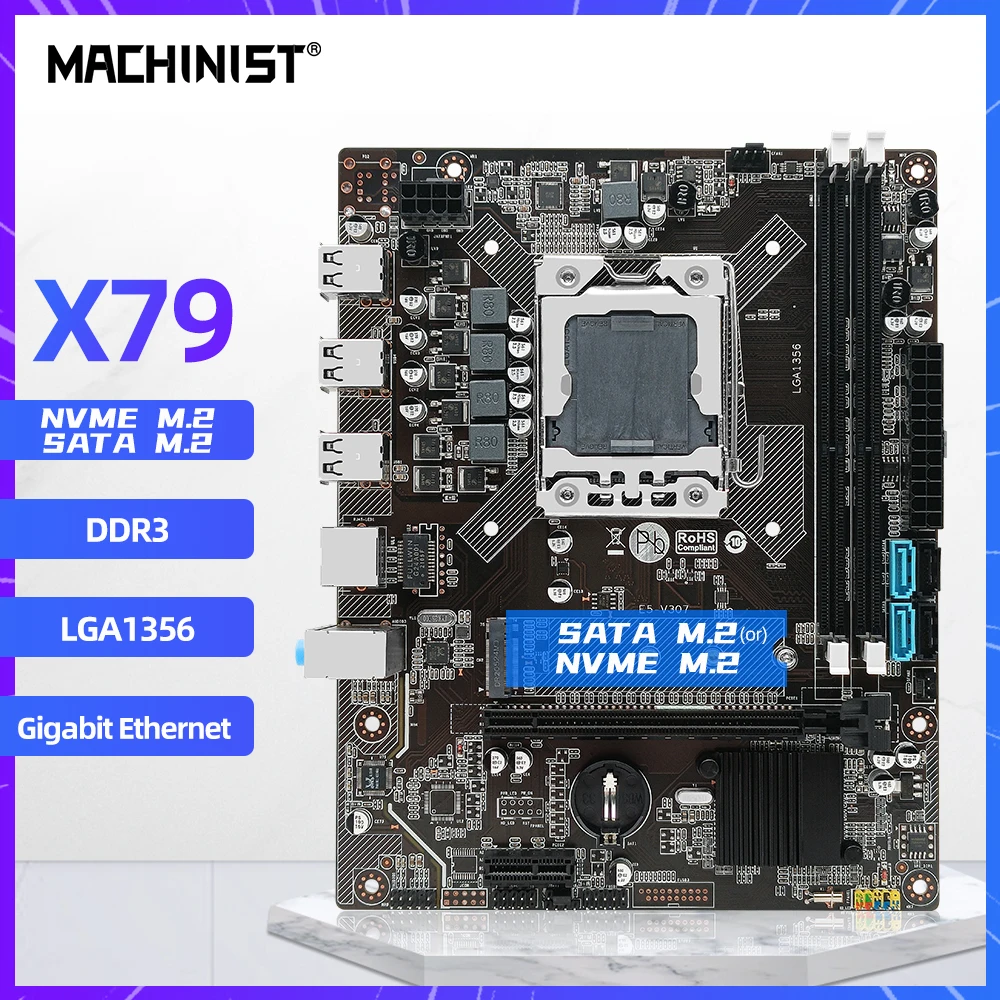 

MACHINIST X79 Motherboard LGA 1356 Support Xeon E5 2680 CPU M.2 NVME Dual Channel DDR3 REG ECC Server RAM Mainboard E5 V307