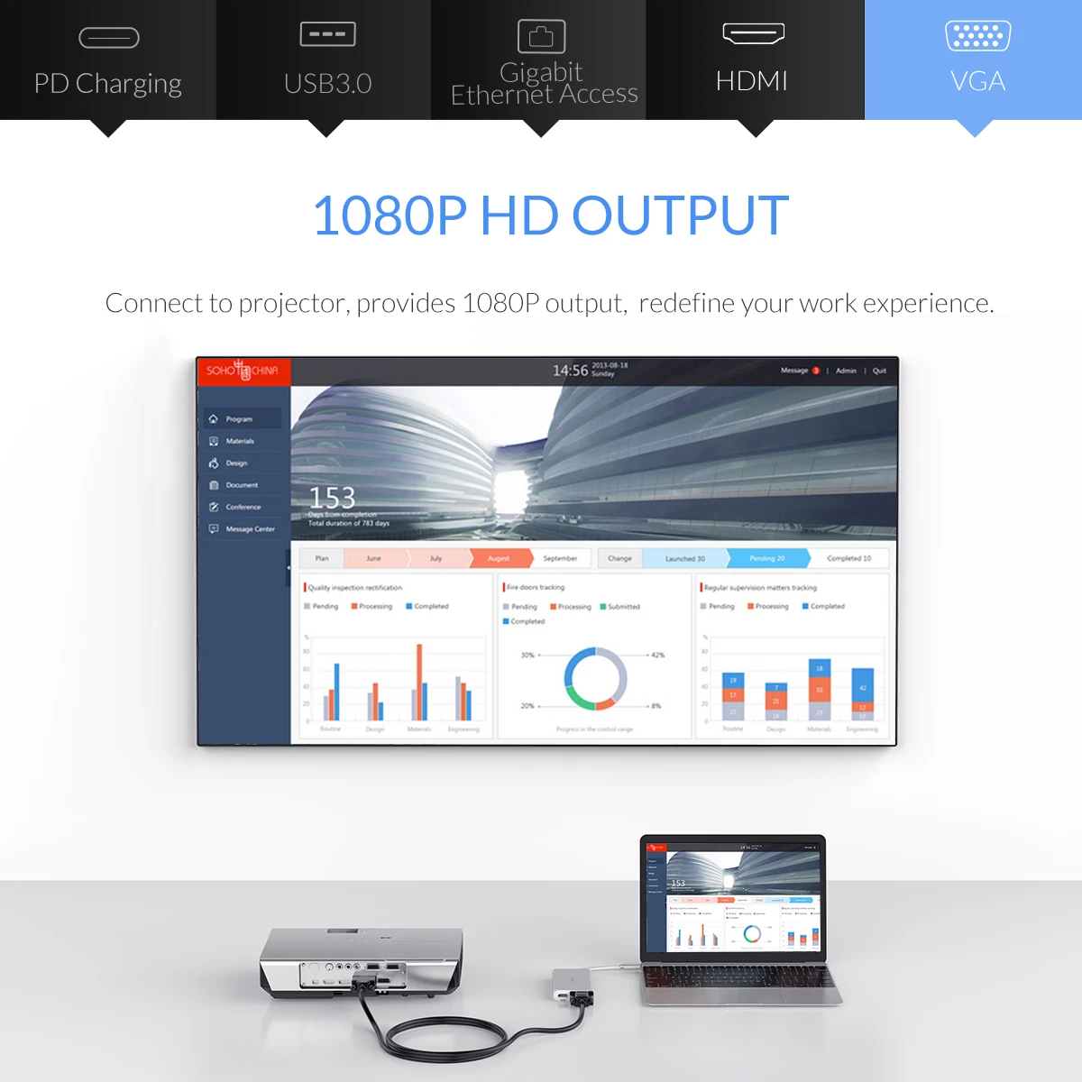ORICO usb-хаб type C концентратор USB 3,0 type-C HDMI PD адаптер для док-станции Macbox 4K 5 Гбит/с высокоскоростной USB C концентратор