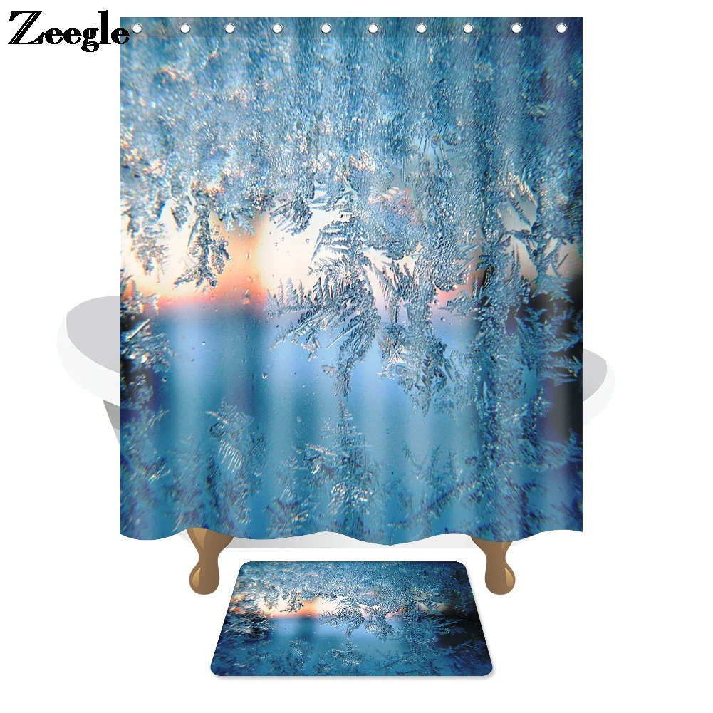 

Резиновый напольный коврик из микрофибры и водонепроницаемая душевая занавеска набор с ландшафтным принтом для украшения дома занавеска д...