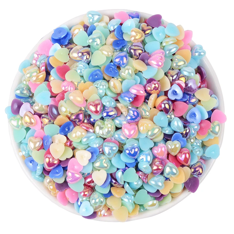 

100PCS 10mm Peach Heart Pearl Flatback Resin Embellishments Scrapbooking Craft DIY Phone Decor Headwear Accessories