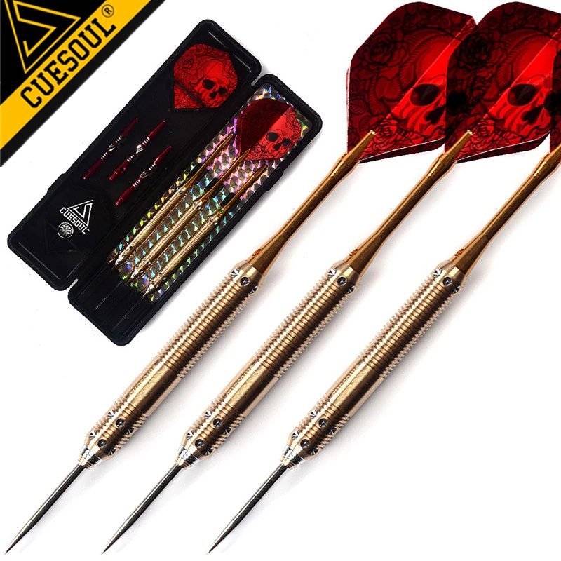New CUESOUL 3PCS 23g 25g 27g Professional Steel Tip Darts Needle Golden Dart Body With Red Flights High Grade|body jewelry 18 gauge|body heightdart