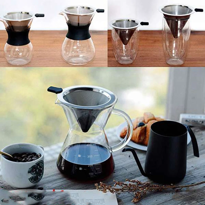 

Pour over Coffee Filter, Coffee Dripper, Paperless Mess Stainless Steel Coffee Filter, Maker 1 to 2 Cup Coffee