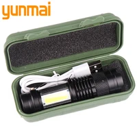 waterproof tactical torch lamp led bulbs xp g q5 built in battery usb charging flashlight cob led zoomable