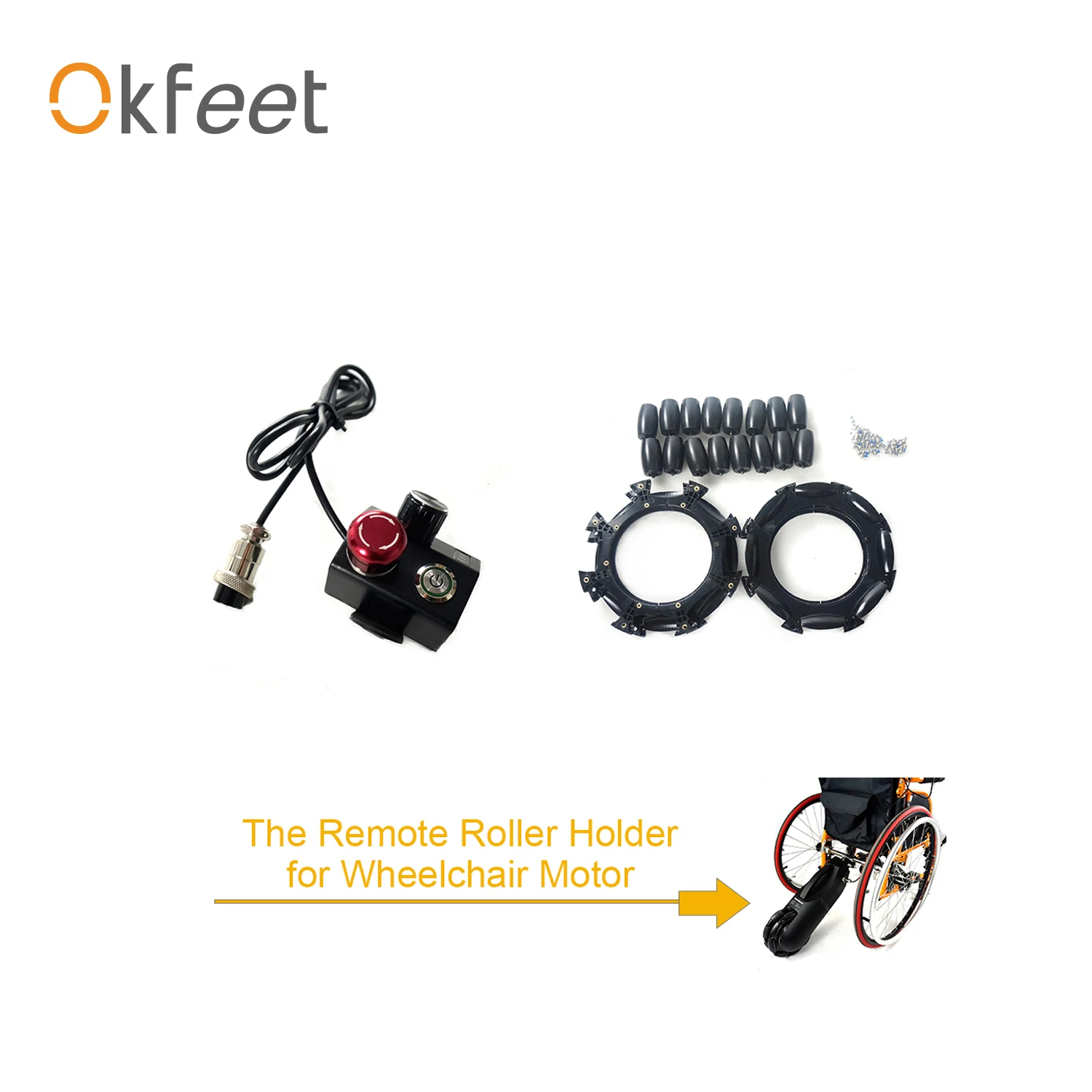 Okfeet роликовый переключатель дистанционный держатель Surpport инвалидное кресло моторное кресло-коляска помощник Часть Замена JQ комплект электрических инвалидных колясок