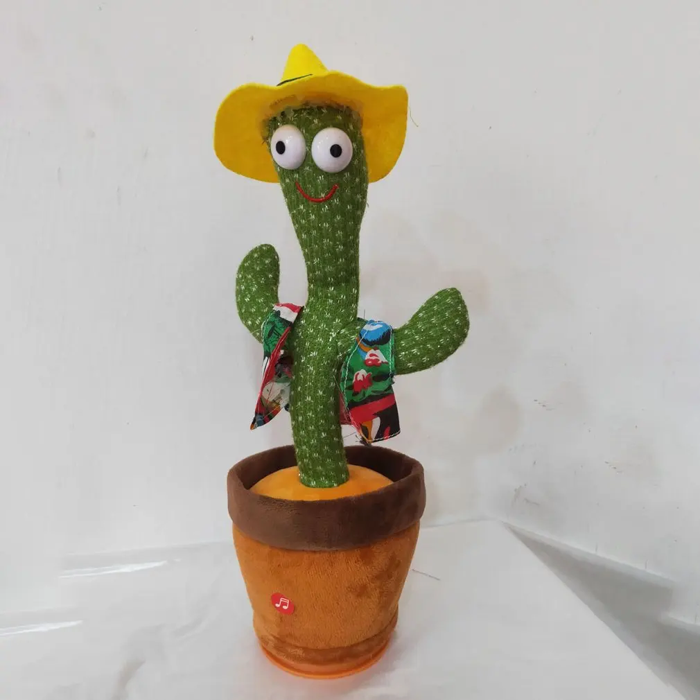 

LED Electric Doll Singing Music Dancing Shake Light Up Cactus Shape Plush Toy Dance Plant Learning Toy