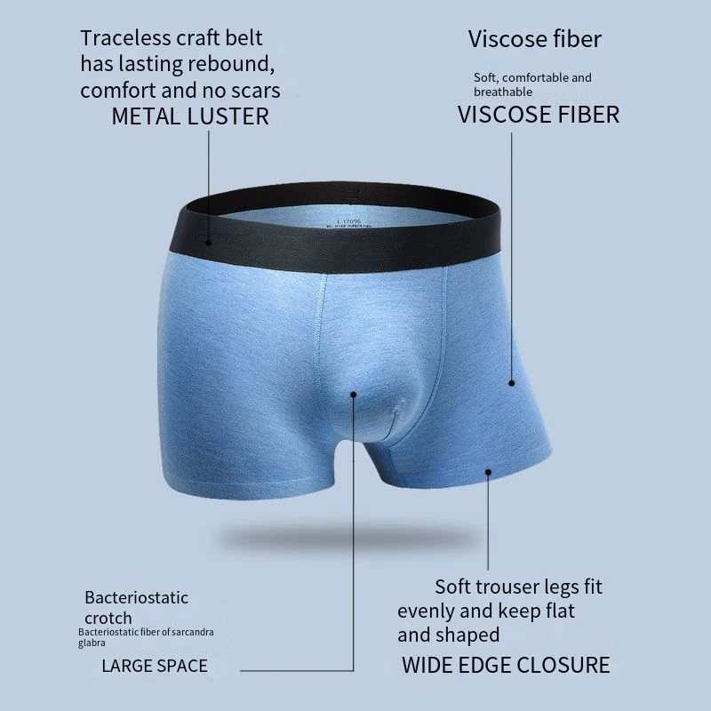 4 Pcs Gift Box Men's Breathable Underwear Boxer BriefsModal Traceless Antibacterial Breathable Antibacterial Trend Boxer Shorts