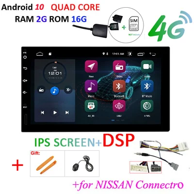 DSP 4G SIM ips HD экран Android 10 автомобильное радио стерео gps навигация Универсальный 2 din для VW/NISSAN/TOYOTA автомобильный ПК мультимедиа obd2 - Цвет: NISSAN2G 16G IPS DSP