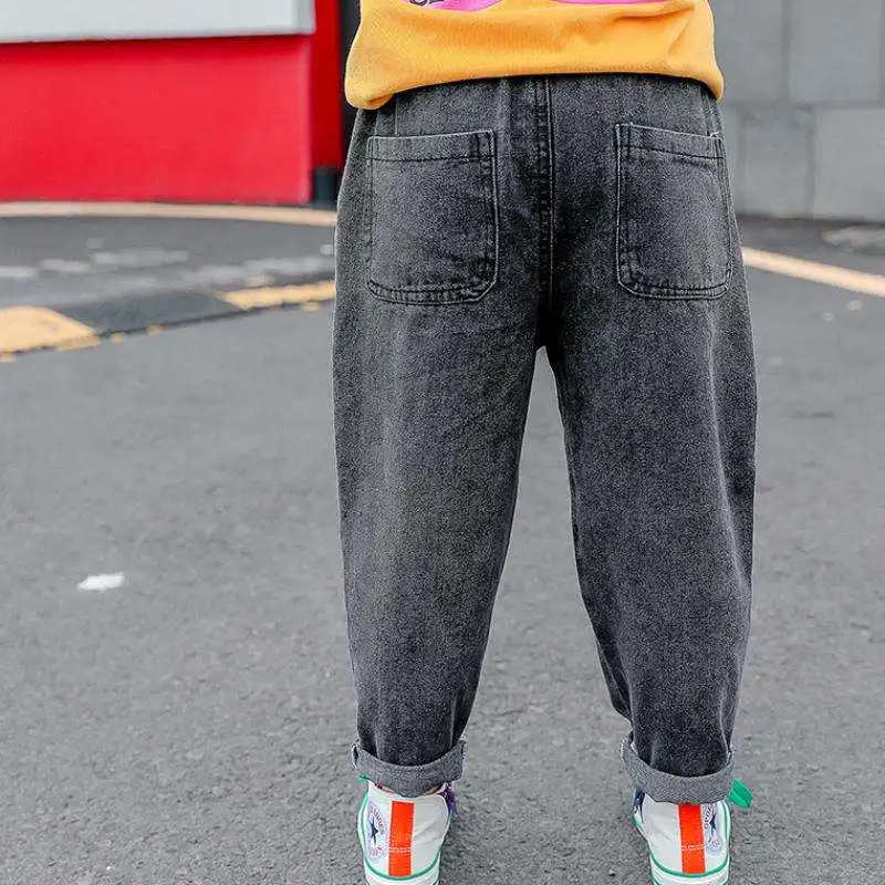 Детская одежда джинсы джинсовые штаны-шаровары для мальчиков свободные брюки с