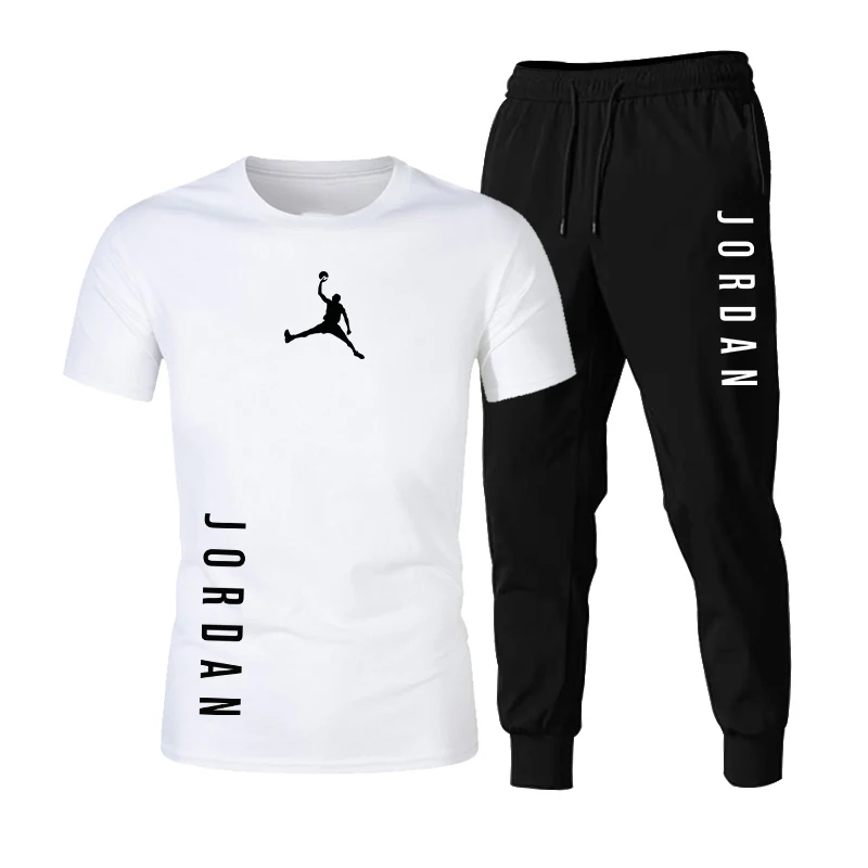 

2021 summer fashion leisure brand male tracksuit set sports track suits male sweatsuit short sleeves t shirt 2 piece set