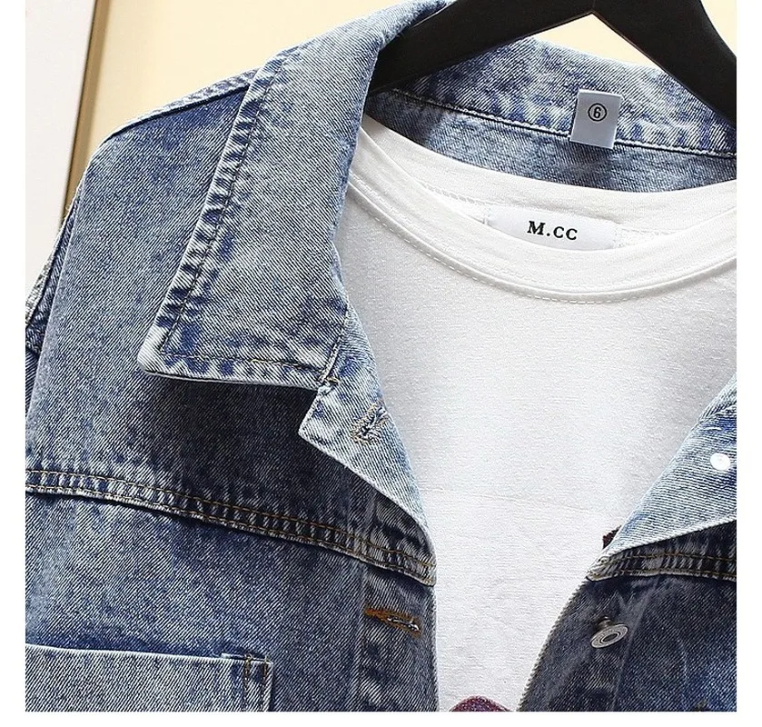 

Vintage Denim Jacket Women Spring Coat Ripped oversized Outerwear Coats Windbreaker Boyfriend Female Jeans Jacket Plus Size