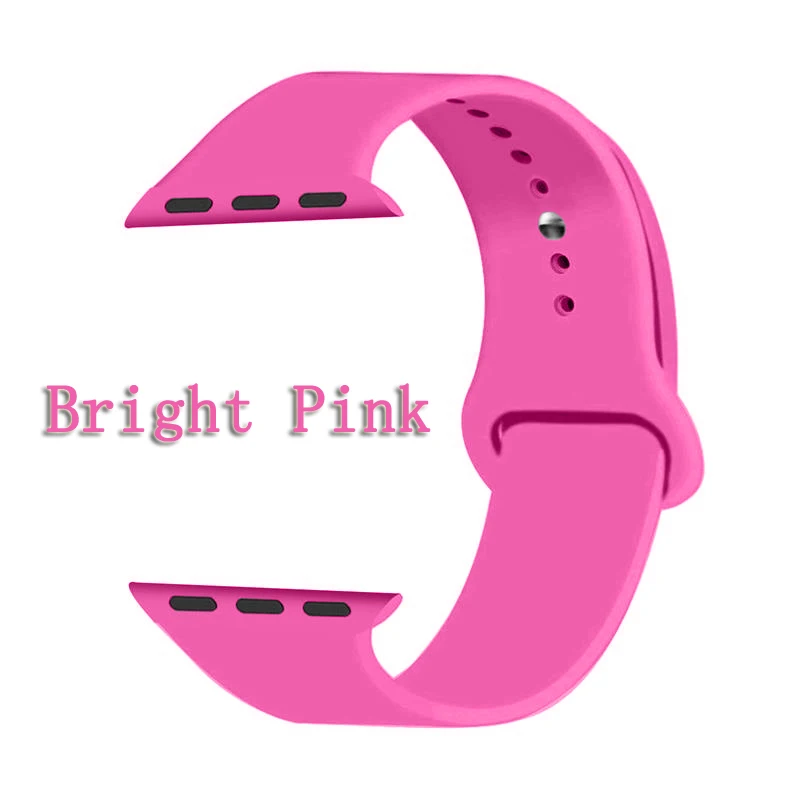 Bright Pink Oulucci Одноцветный ремешок для apple watch 38 мм/40 мм/42 мм/44 мм спортивный ремешок силиконовый ремешок аксессуары для apple watch 5/4/3/2/1 - Цвет ремешка: Bright Pink