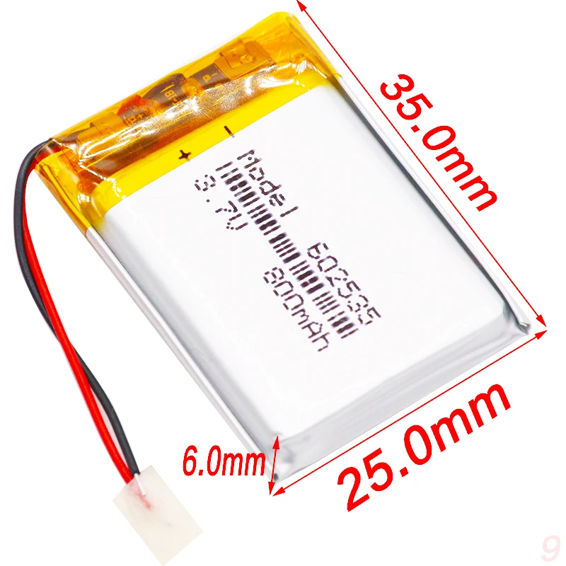 3.7V 800mAh 602535 Lithium Polymer Li-Po li ion Rechargeable Battery Lipo cells For Car DVR Tachograph Bluetooth speaker | Электроника