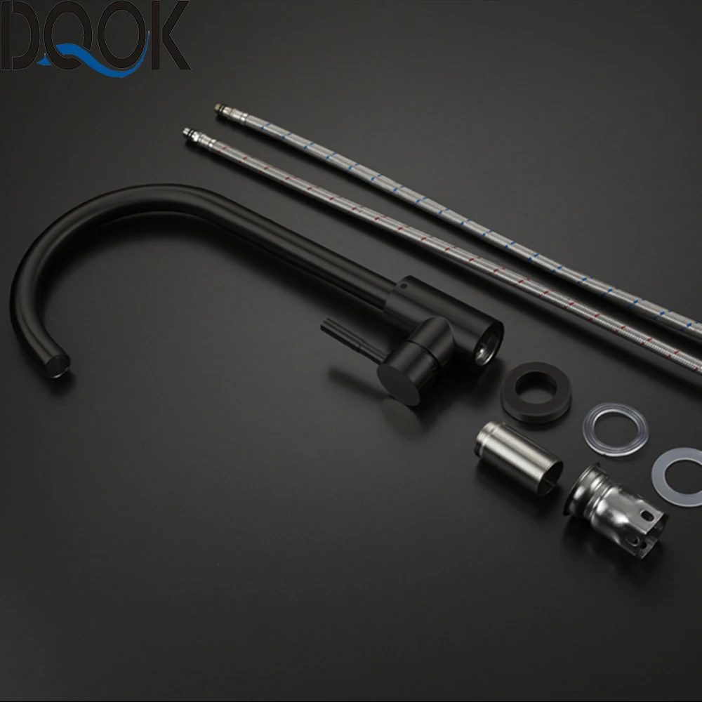 

DQOK Black Kitchen Faucets Stainless Steel Kitchen Mixer Single Handle Single Hole Kitchen Faucet Brushed Nickle Mixer Sink Tap