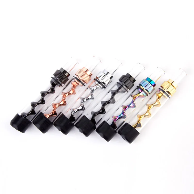 

Portable Spiral Orbit Pipe V12 Mini Twisty Metal Smoking Pipes Tips Dry Herb Tobacco Pipe with Cleaning Brush Gift for Smokers