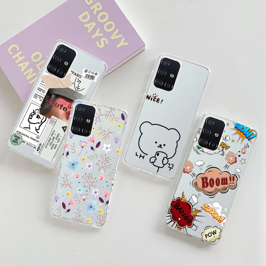 

Case For Samsung Galaxy A51 Phone Cases 6.5" Silicone Clear Transparent TPU Cute Soft Back Cover For Funda Samsung A 51 a51 Case