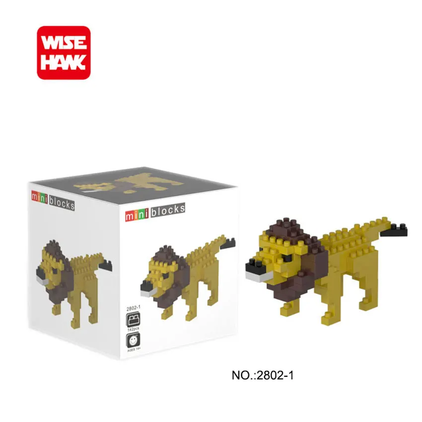 Мини кубики WiseHawk из серии животных птица собака Лев тигр модель сделай сам