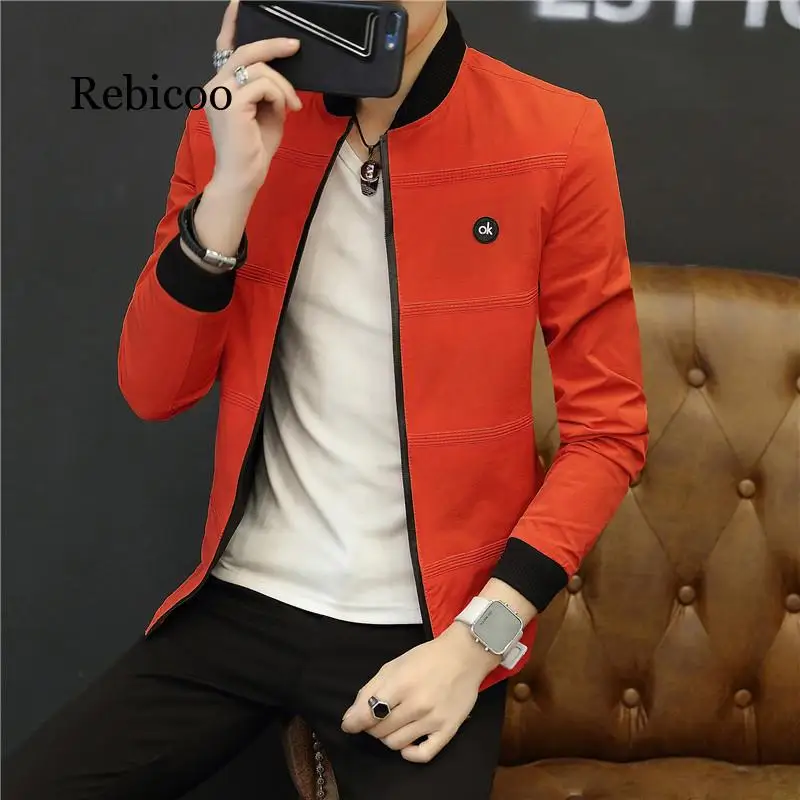 

2019 Spring and Autumn Casual Solid Color Slim Fashion Baseball Jacket Men's Jacket Brand Clothing M-4XL