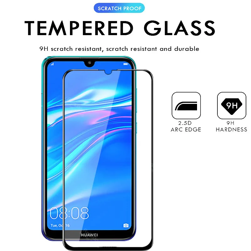 1-2 шт. закаленное стекло для huawei y7 2019 flim hauweii y 7 защитная пленка Защитная