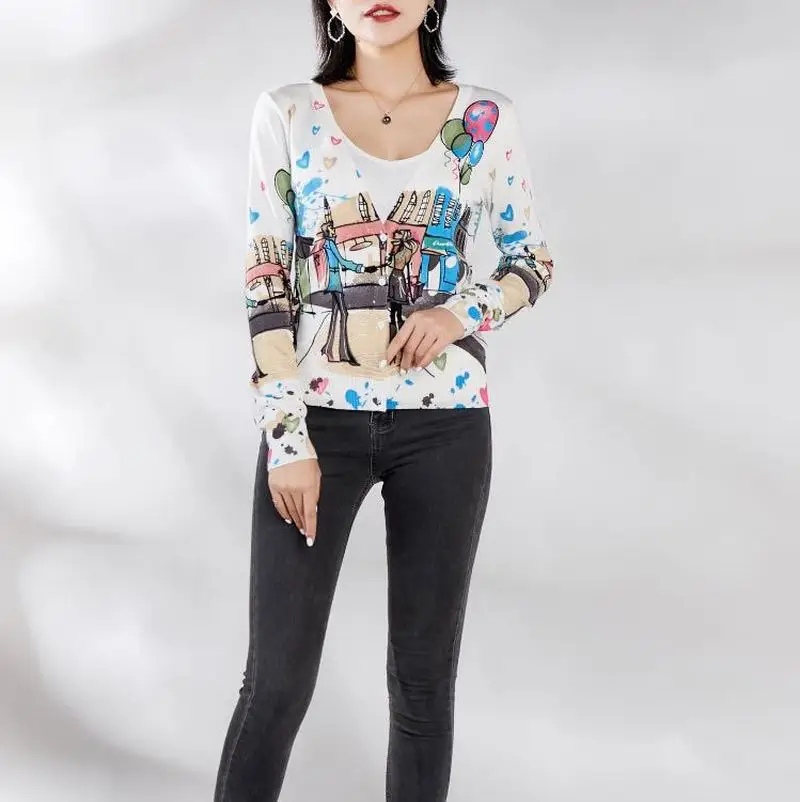 Новинка 2019 женские кардиганы с длинным рукавом романтичный свитер принтом Love и