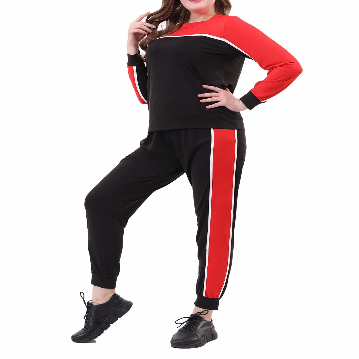 

Plus Size Women Casual Set 2019 New Autumn Two Piece Set For Womens Loose Tops And Pants Womens Sports Sets Female 4xl 5xl Sets