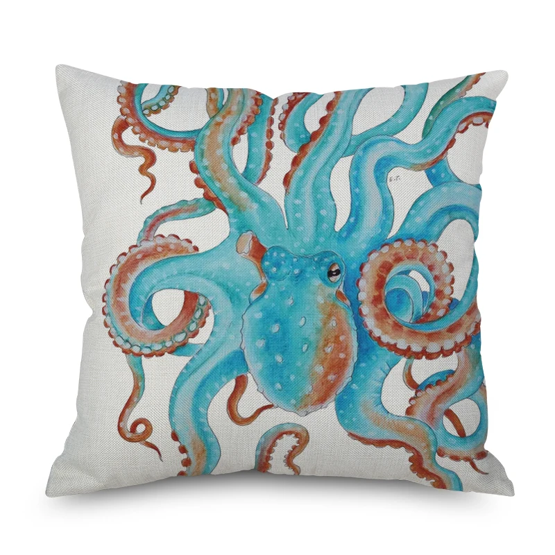 

Animal Colored octopus Nordic short plush Pillow Case Polyester Decorative Throw Pillow Cover Square style-3