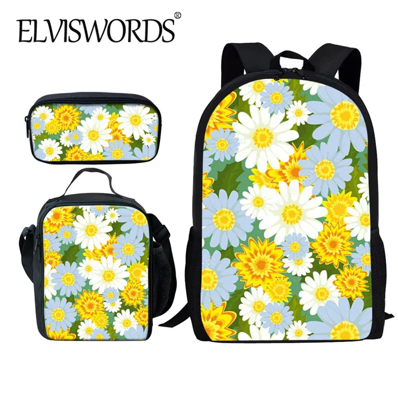 

Рюкзак ELVISWORDS для девочек, школьный, принтом в виде цветов подсолнуха, 3 шт.
