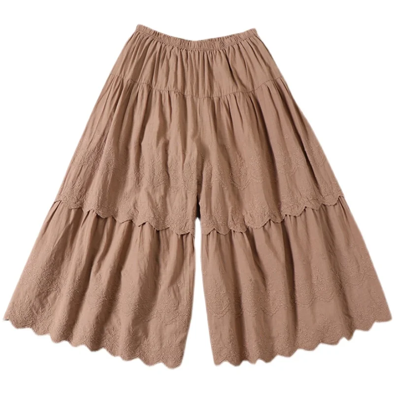

Lamtrip Lolita Layers Embroidery Cotton Wide Leg Pants 2021 Summer