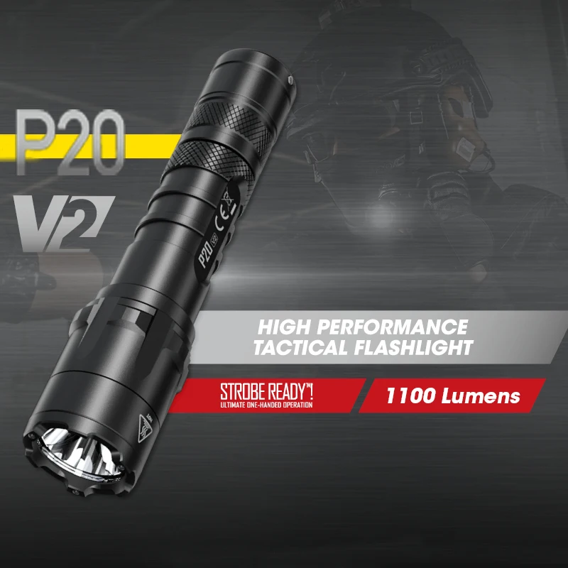 Светодиодный военный высокопроизводительный тактический фонарик NITECORE P20 v2 1100