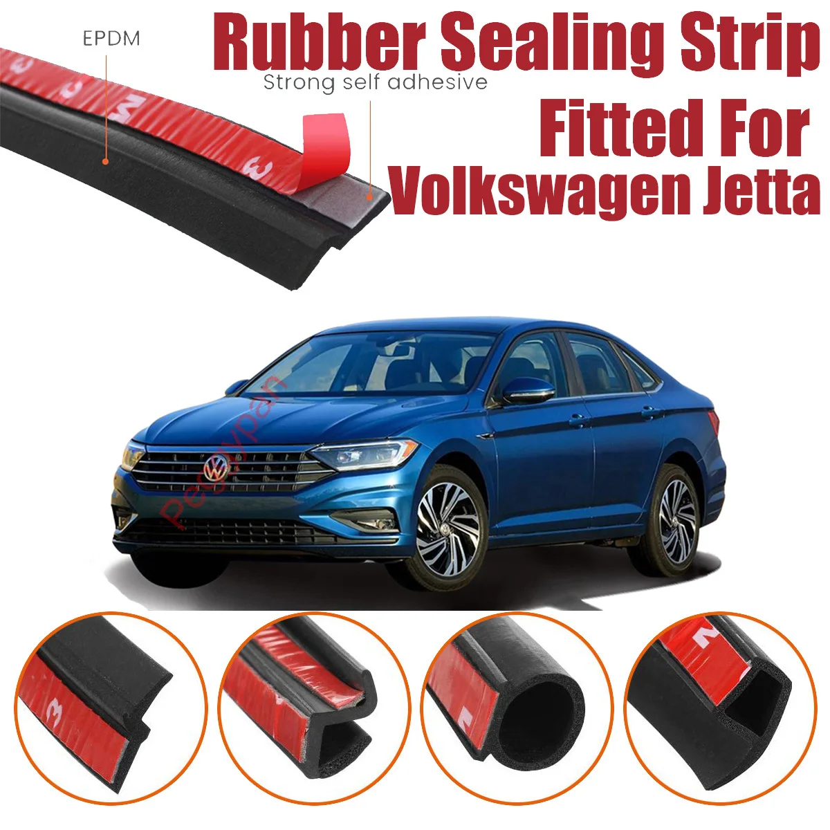 Door Seal Strip Kit Self Adhesive Window Engine Cover Soundproof Rubber Weather Draft Noise Reduction For Volkswagen Jetta