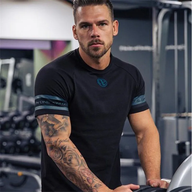 

Men T-shirt T Cotton Printed Casual Shirt Shoulder Embroidery and printing Fast Dry Short Sleeve Tshirt O-Neck Футболка мужская