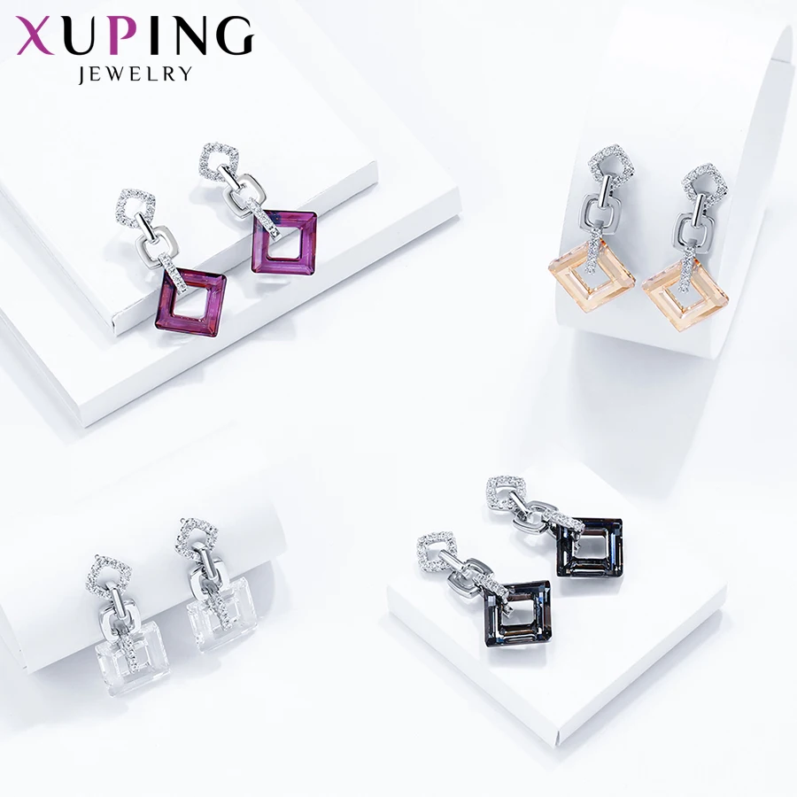 Xuping, изысканные цветные серьги, высокое качество, кристаллы от Swarovski, цветное покрытие, для женщин, подарок на день Святого Валентина, S89-202