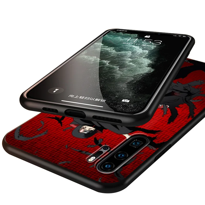 

Hot Anime Sharingan Silicone Cover For Huawei P40 P30 P20 Pro P10 P9 P8 Lite E Plus 2019 2017 5G Black Soft Phone Case