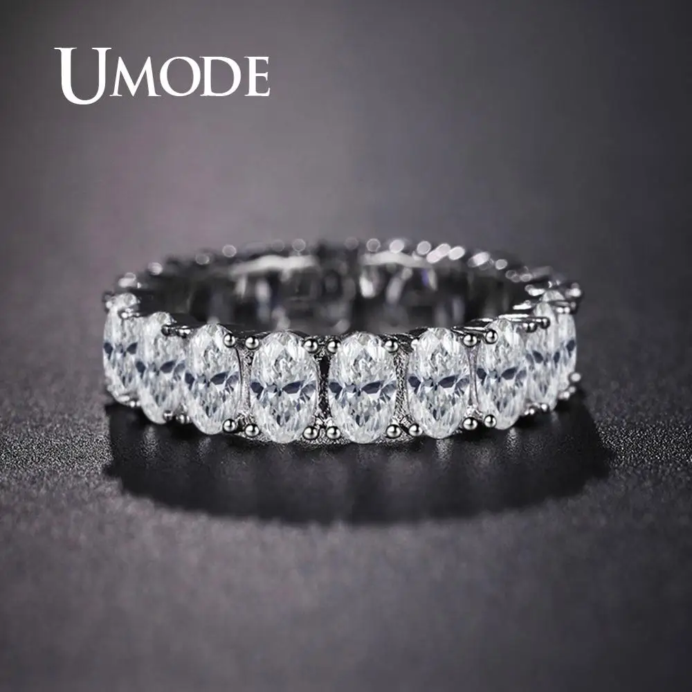 UMODE, серебряные кольца вечности для женщин, роскошные обручальные кольца с кубическим цирконием, женские кольца для пар, модные ювелирные изделия UR0580A