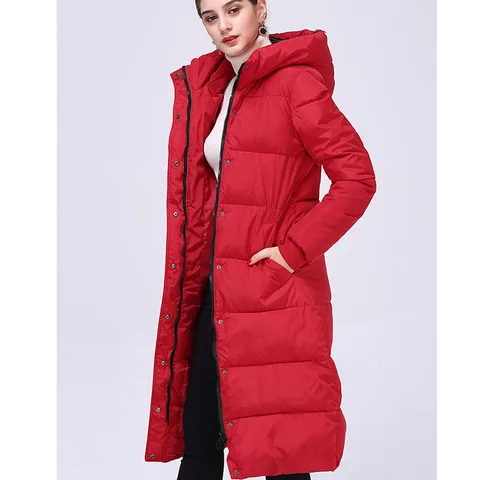 Зимнее женское пальто толстый пуховик с хлопковой подкладкой теплый пуховик с капюшоном на молнии Толстая парка черный красный темно-синий