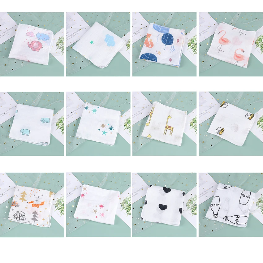 

5PCS Handkerchiefs Double Cotton Bibs Cartoon Towels Print Saliva Towel Baby Boys Girls Triangle Saliva Towel