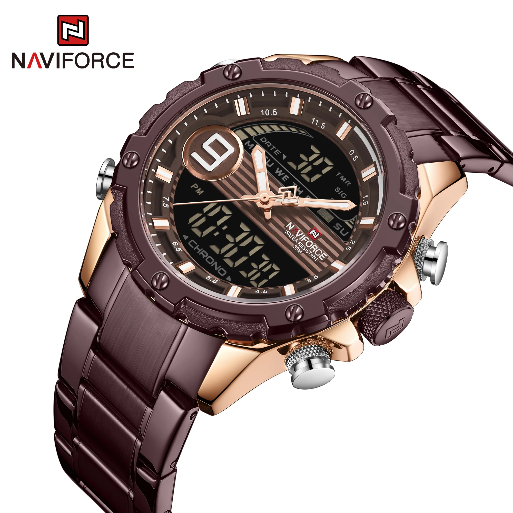 

NAVIFORCE Watch for Men Chronograph Sport Watches Clock 2020 Analog Digital 3ATM Waterproof Wristwatch Dual Display Quartz New