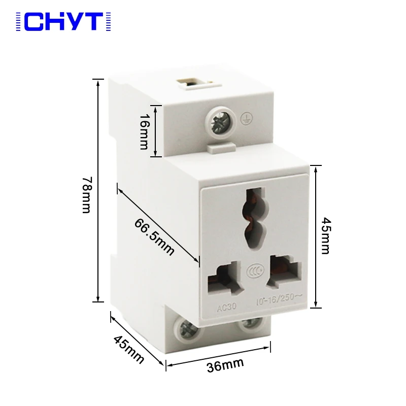 Модульная розетка Европейского типа 35 мм для крепления на DIN-рейку AC Power ac30 10/16 А 250