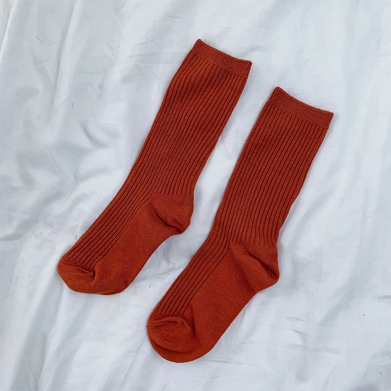 rust red SP&CITY, корейские, мерсеризованные, одноцветные носки, женские, цветные, короткие носки, лаконичные, вязаные, хлопковые, женские носки, Harajuku Meias, осенние носки - Цвет: rust red