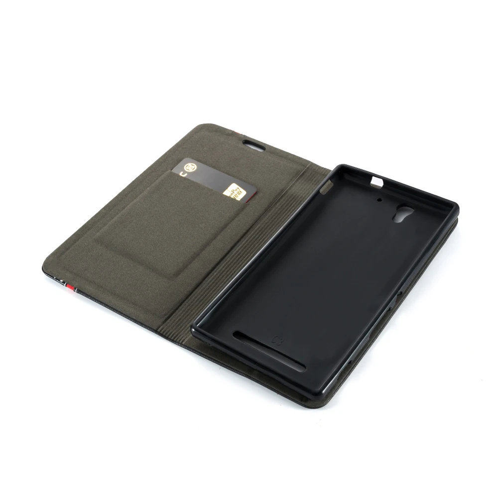 Чехол-книжка из искусственной кожи для sony Xperia C3, чехол-кошелек с откидной крышкой для sony Xperia C3 D2533 D2502 S55T S55U, Мягкая силиконовая задняя крышка