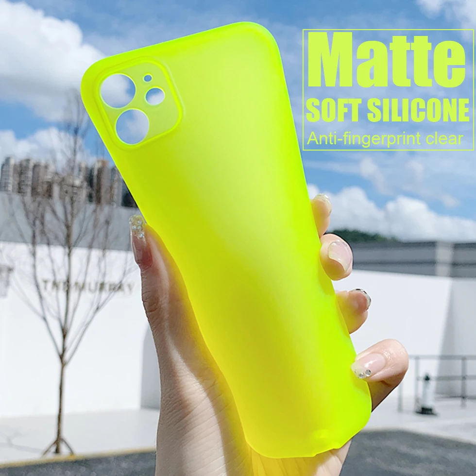 

Frosted Silicone Fluorescent Case For iPhone 12 11 Pro Max XS XR X 7 8 Plus iPhone11 iPhone12 Phone Translucent Matte Full Cover