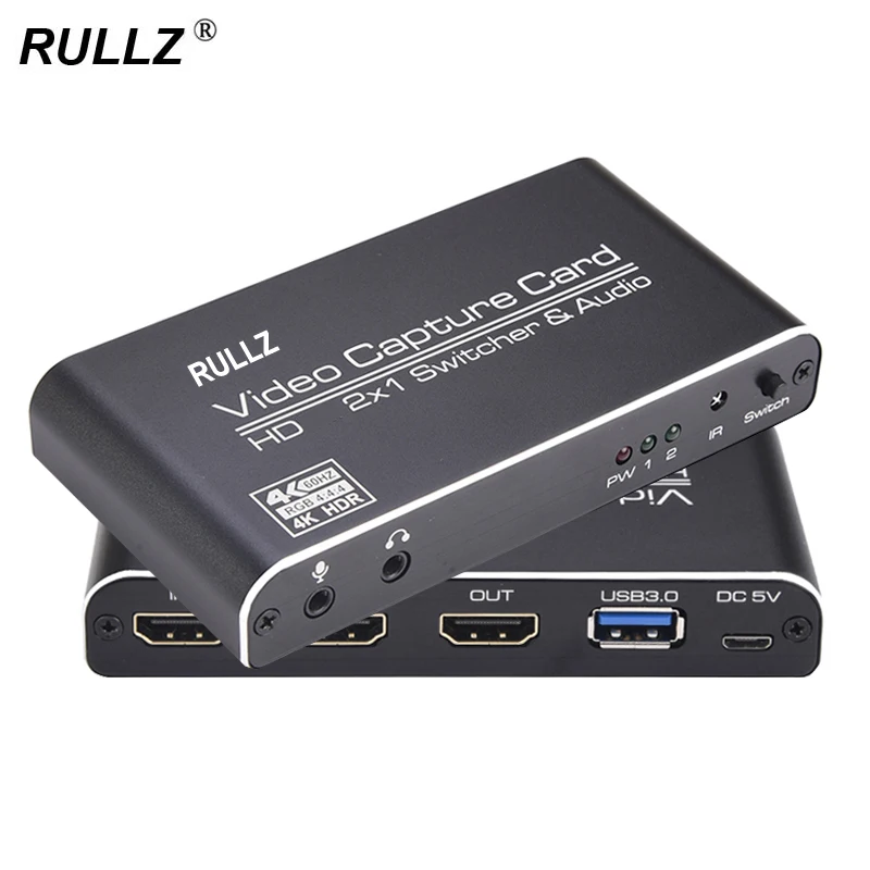 HD Loop HDMI-compatible 4K 1080P USB 3.0 Video Capture Card Grabber Game Recording Box for PS4 PS5 PC Live Streaming 2x1 Switch