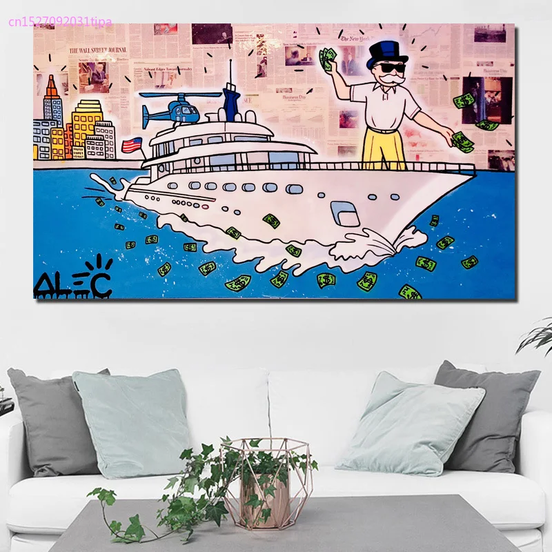 Алек Монополия волк с Уолл-стрит холст для живописи отпечатки Гостиная украшения